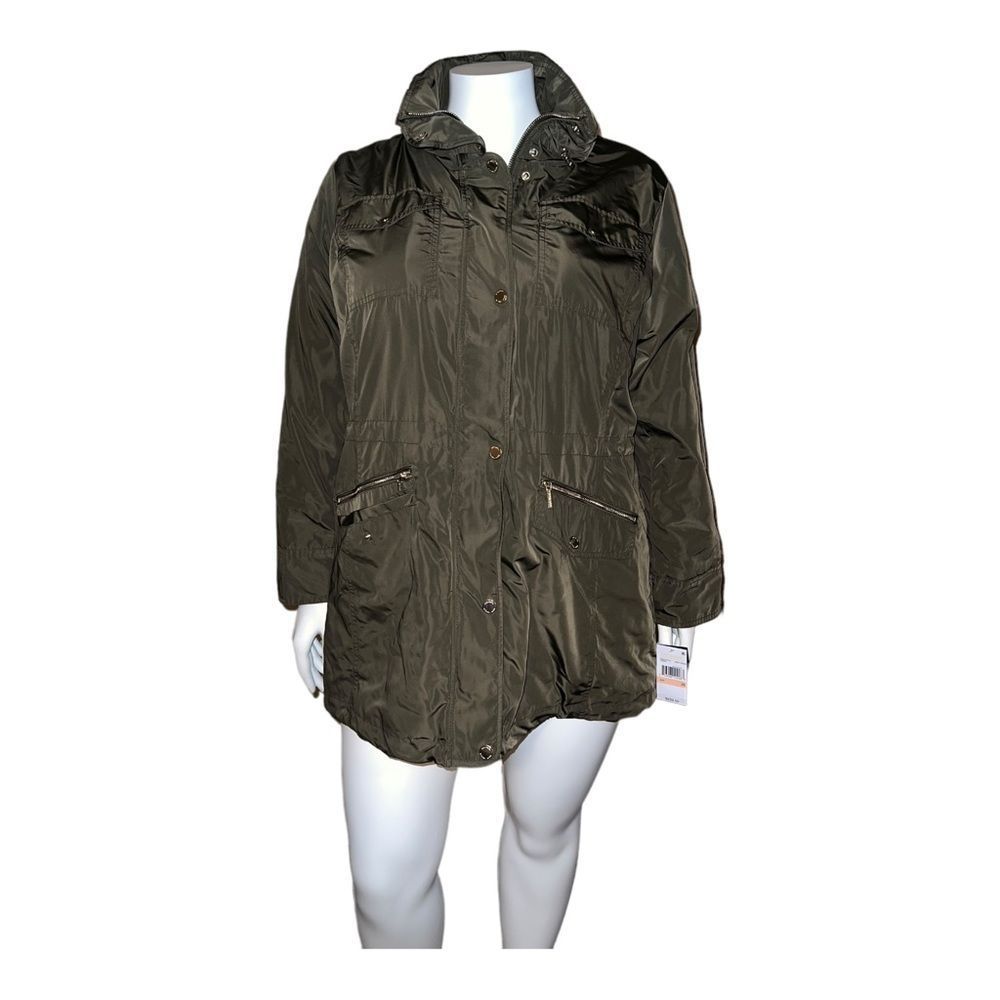 MICHAEL Michael Kors Plus Size Hooded Anorak Raincoat Army Green 2X